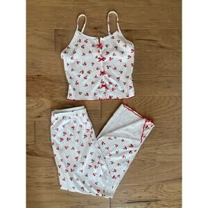 Red and white heart pajama set-sheer backside